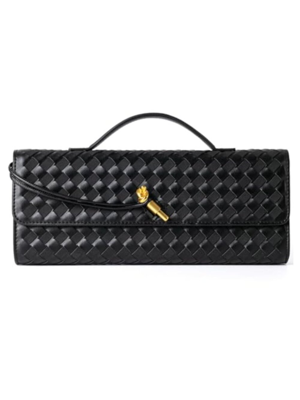 Woven Faux Leather Clutch Evening Bag Adjustable Strap Formal Wedding